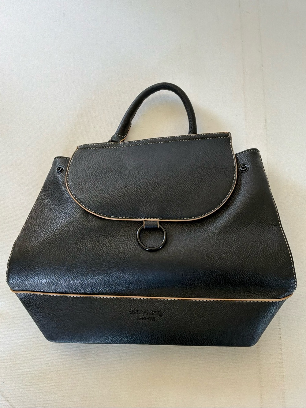 Darcy Marks London Black Faux Leather Satchel Shoulder Bag